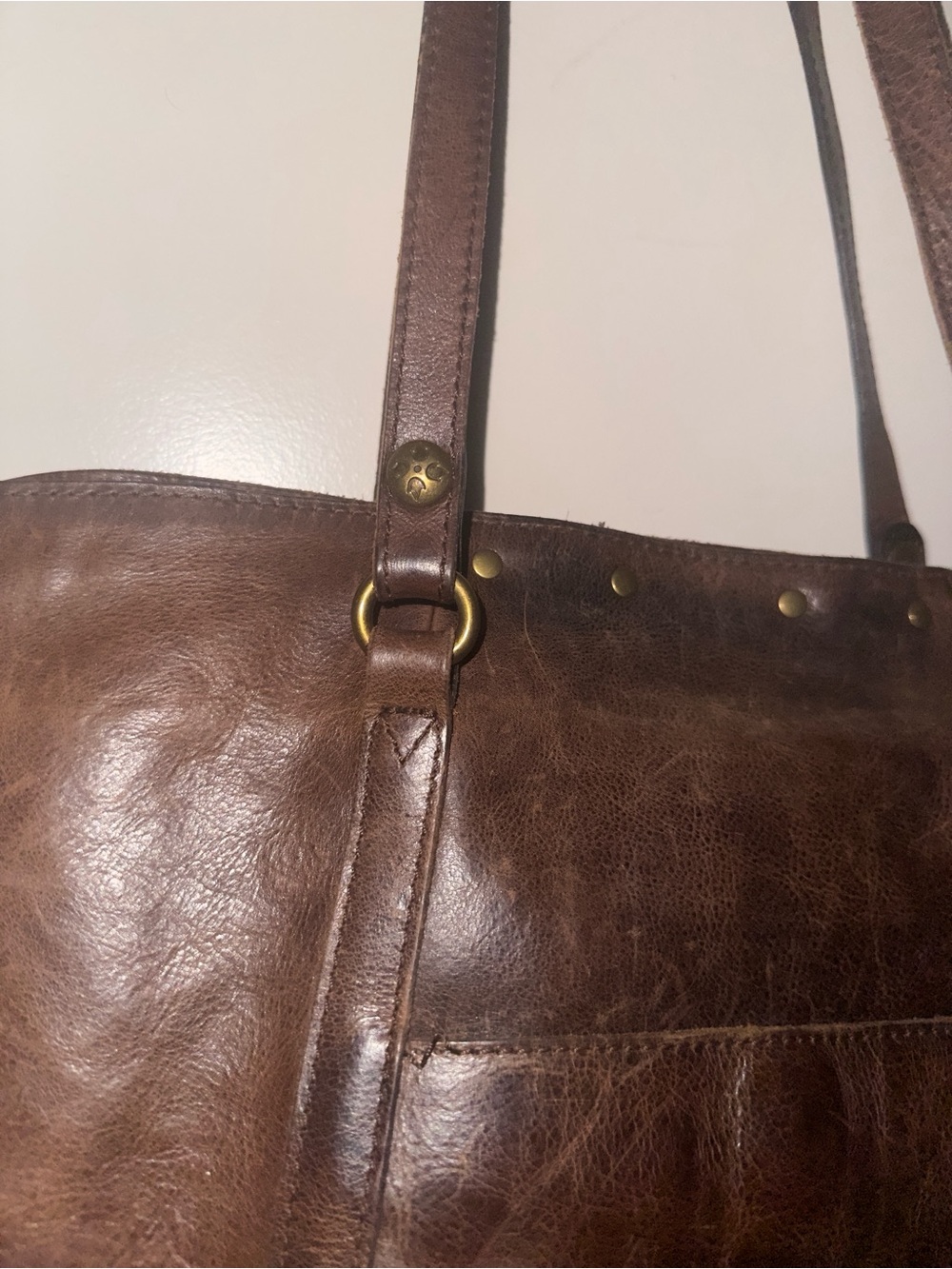 Classic Brown Distressed  Leather Tote Bag